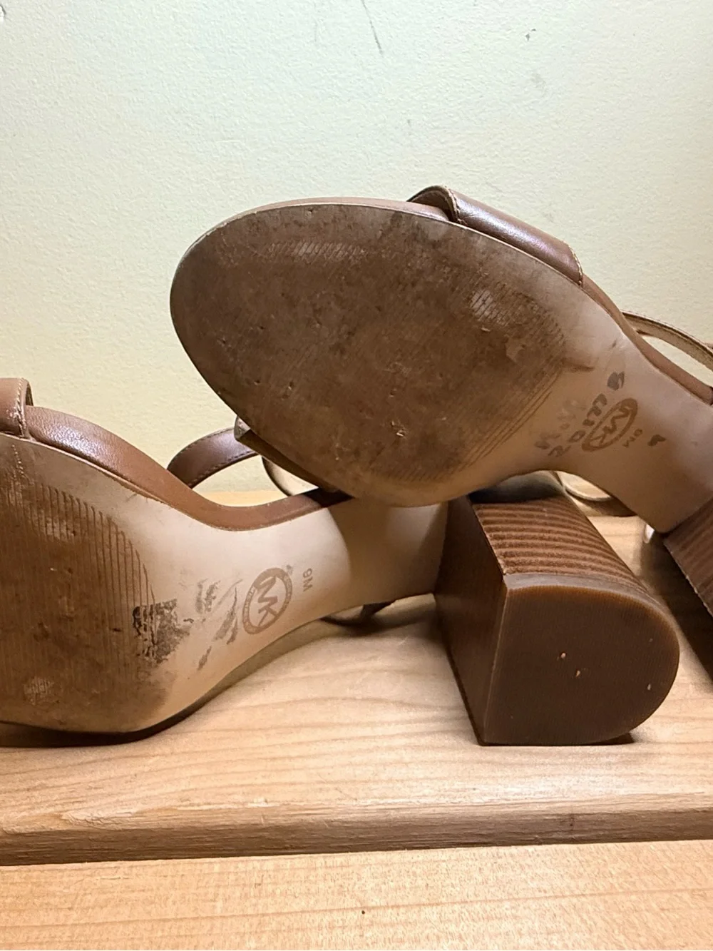Michael Kors Serena US Sz 9 Flex Leather Ankle-Strap Sandal Brown Open Toe